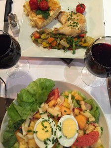 Lyonnaise potatoes upper left. Yum!